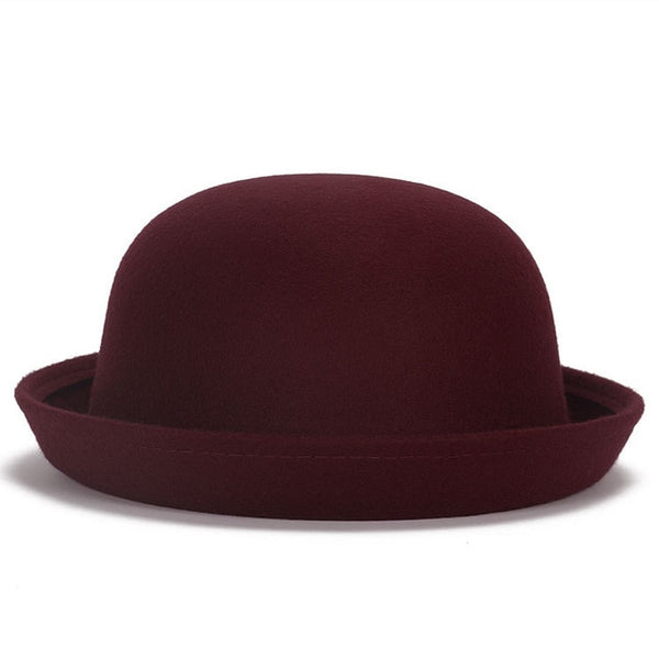 women hat bowknot Fedoras cap Basin of dome woolen cloth hat