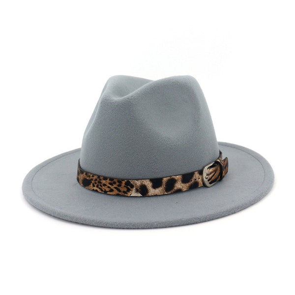 Fedora Hat for Men Women Leopard Grain Leather