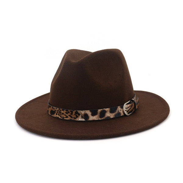 Fedora Hat for Men Women Leopard Grain Leather