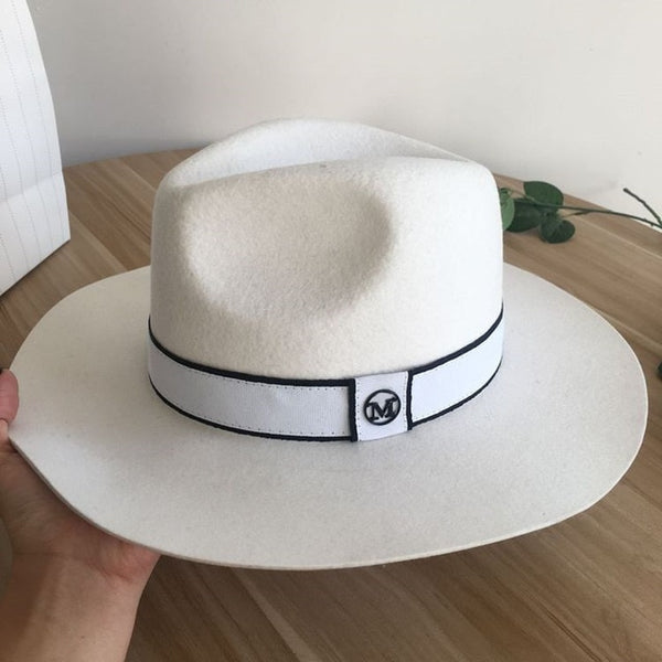 White wool men and women hat fedoras