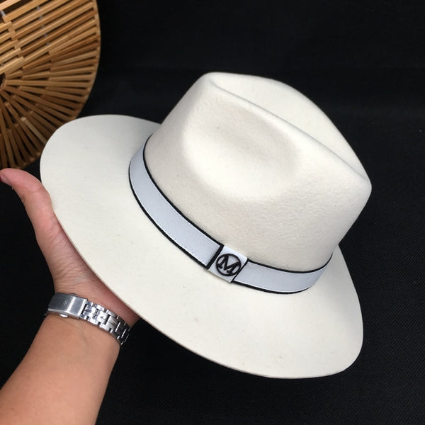 White wool men and women hat fedoras