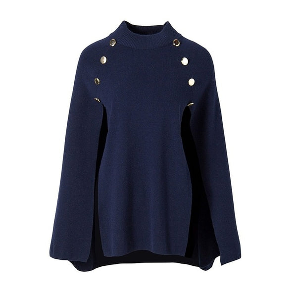 Knitted Cloak Sweater Women Casual Loose Shawl Autumn Winter