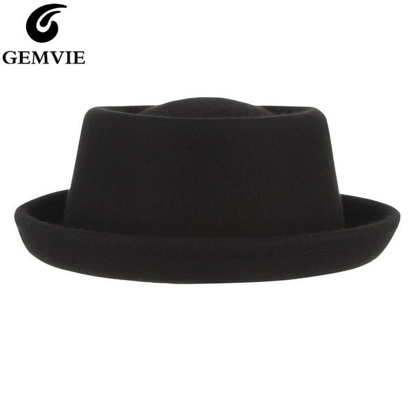 Wool Soft Felt Pork Pie Hat Fedora For Men Women