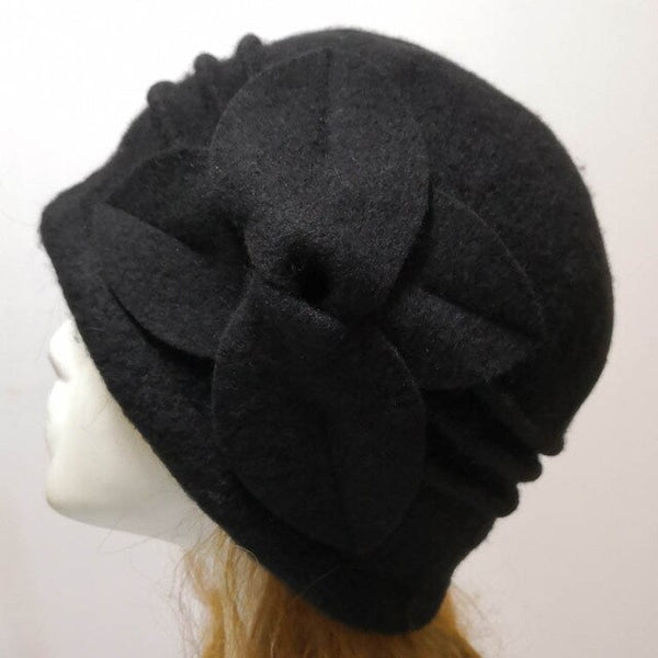 Women Fedora Hat Floral Wool Warm