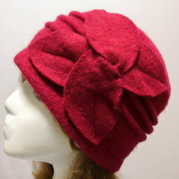 Women Fedora Hat Floral Wool Warm