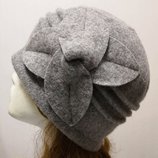 Women Fedora Hat Floral Wool Warm