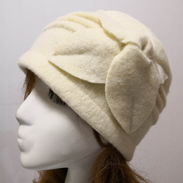 Women Fedora Hat Floral Wool Warm