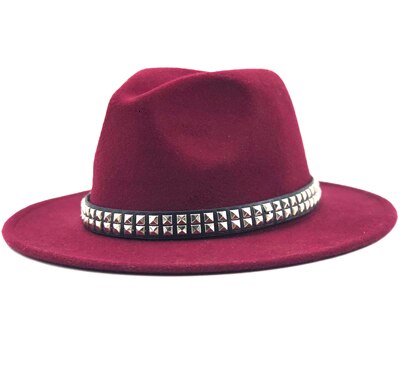 wool Fedoras For Women Wide Brim Felt Hat Ladies Cap