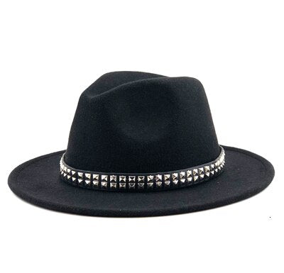 wool Fedoras For Women Wide Brim Felt Hat Ladies Cap