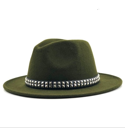wool Fedoras For Women Wide Brim Felt Hat Ladies Cap