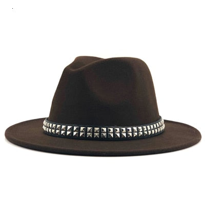 wool Fedoras For Women Wide Brim Felt Hat Ladies Cap
