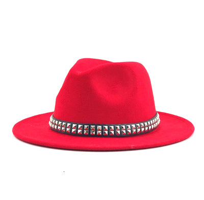 wool Fedoras For Women Wide Brim Felt Hat Ladies Cap