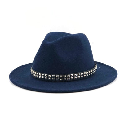 wool Fedoras For Women Wide Brim Felt Hat Ladies Cap