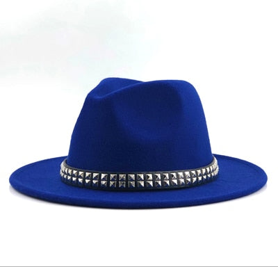 wool Fedoras For Women Wide Brim Felt Hat Ladies Cap