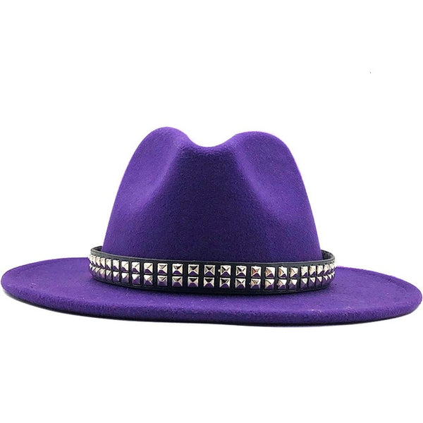 wool Fedoras For Women Wide Brim Felt Hat Ladies Cap