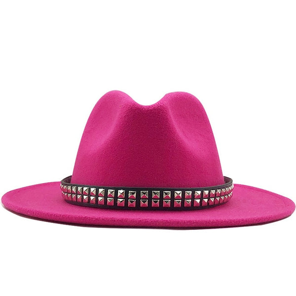 wool Fedoras For Women Wide Brim Felt Hat Ladies Cap