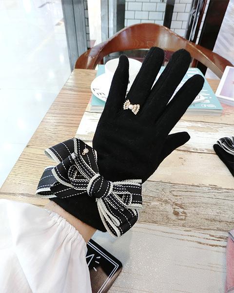 Fashion Women Big Bow Knot Touch Screen Gloves Winter