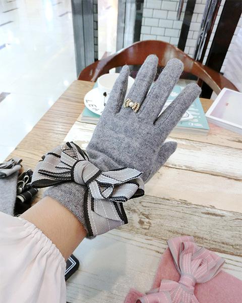 Fashion Women Big Bow Knot Touch Screen Gloves Winter