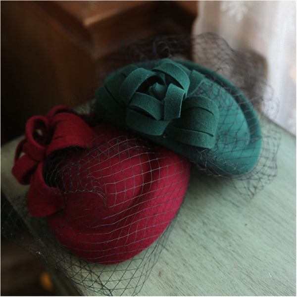 Wedding Fedora Hat Mesh Wool Felt Ceremonial Banquet Wedding Dress