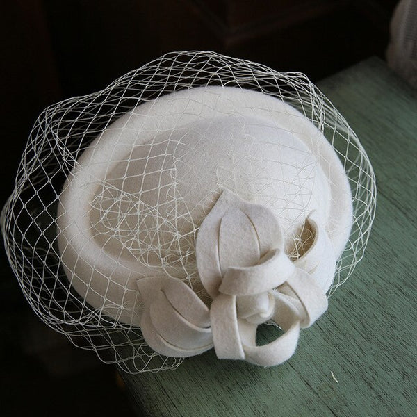Wedding Fedora Hat Mesh Wool Felt Ceremonial Banquet Wedding Dress