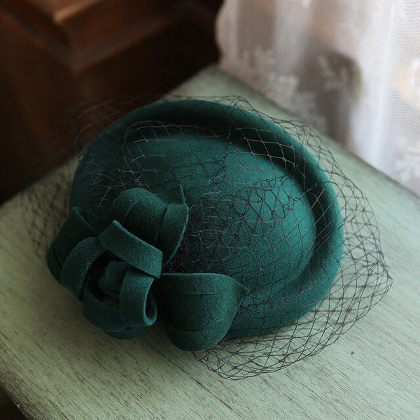 Wedding Fedora Hat Mesh Wool Felt Ceremonial Banquet Wedding Dress