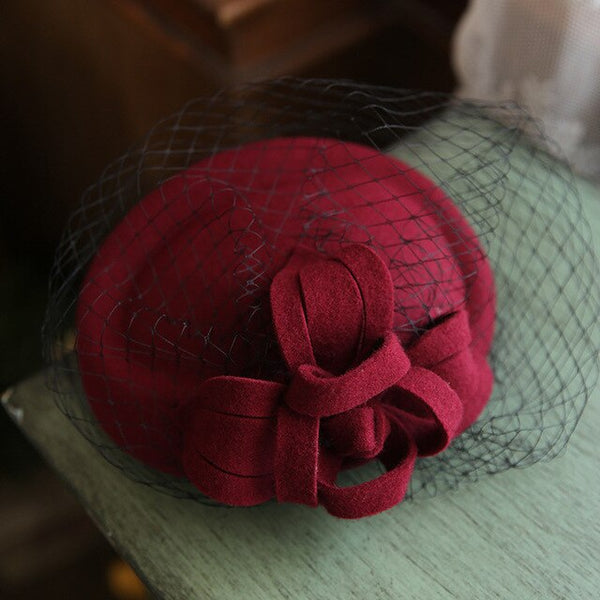Wedding Fedora Hat Mesh Wool Felt Ceremonial Banquet Wedding Dress