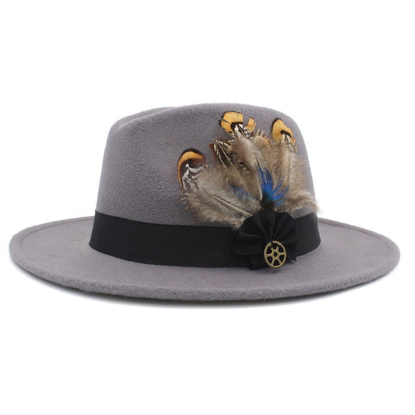 Wide Brim Felt Trilby Fedora Hat For Womem