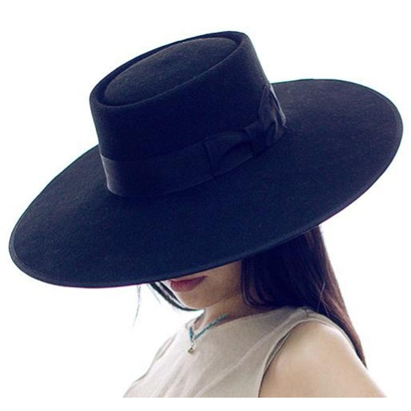 wool peaked cap Women Like 12cm Large Brim Europe Style Party Hat