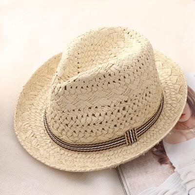 Handwork Women Summer Raffia straw Sun Beach Fedora hat