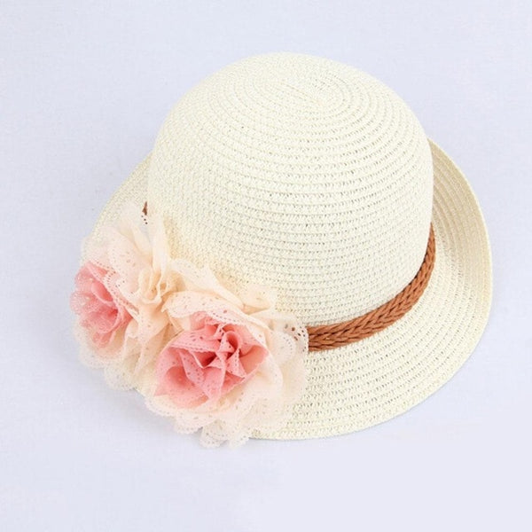 wholesale Summer Kids Floral Straw Hats Fedora Hat
