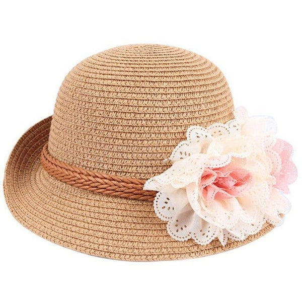 wholesale Summer Kids Floral Straw Hats Fedora Hat