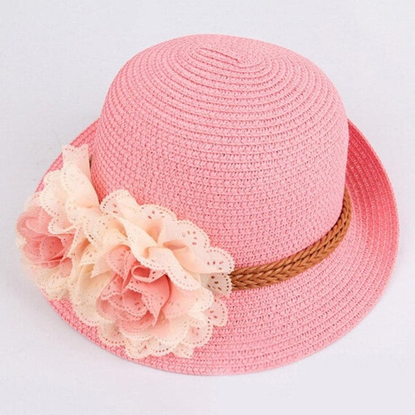 wholesale Summer Kids Floral Straw Hats Fedora Hat