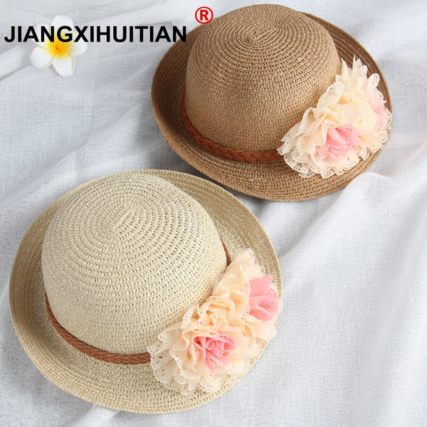 wholesale Summer Kids Floral Straw Hats Fedora Hat
