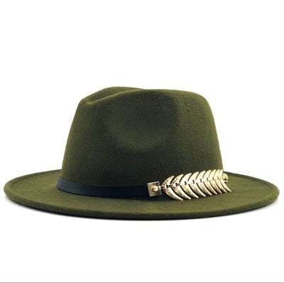 New Wool Fedora Hat Hawkins Felt Cap Wide Brim