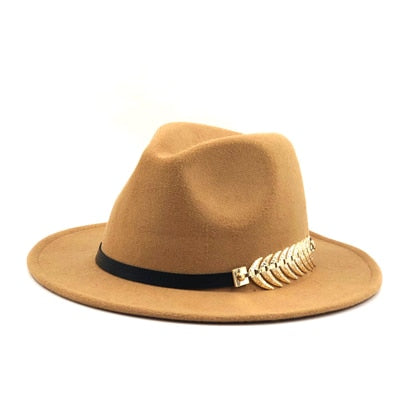 New Wool Fedora Hat Hawkins Felt Cap Wide Brim