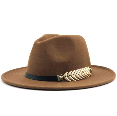 New Wool Fedora Hat Hawkins Felt Cap Wide Brim