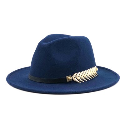 New Wool Fedora Hat Hawkins Felt Cap Wide Brim