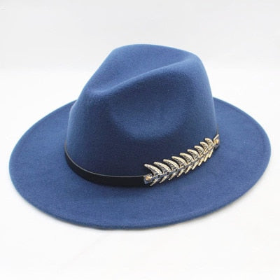 Wool Wide Brim Felt Fedora Trilby Hat For Women Men