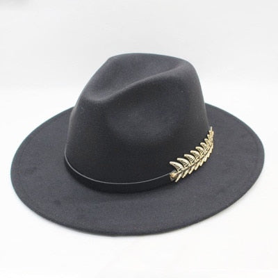 Wool Wide Brim Felt Fedora Trilby Hat For Women Men