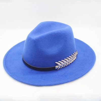 Wool Wide Brim Felt Fedora Trilby Hat For Women Men