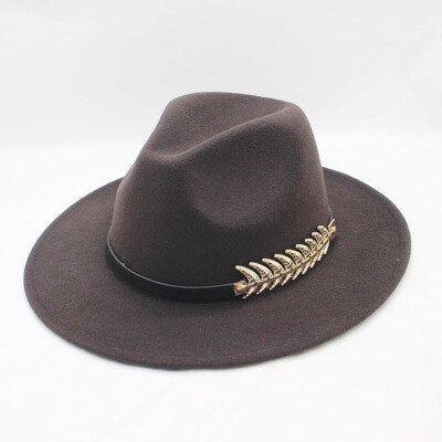 Wool Wide Brim Felt Fedora Trilby Hat For Women Men