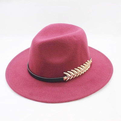Wool Wide Brim Felt Fedora Trilby Hat For Women Men