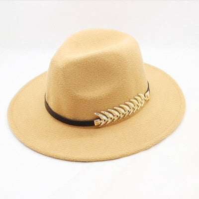 Wool Wide Brim Felt Fedora Trilby Hat For Women Men