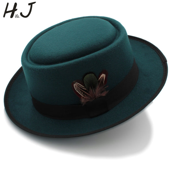 Women Men Autumn Felt Pork Pie Hat for Lad Crushable Hat