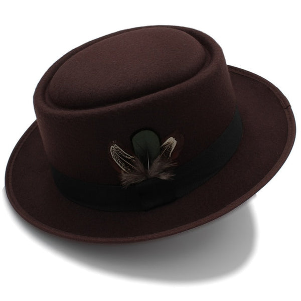 Women Men Autumn Felt Pork Pie Hat for Lad Crushable Hat