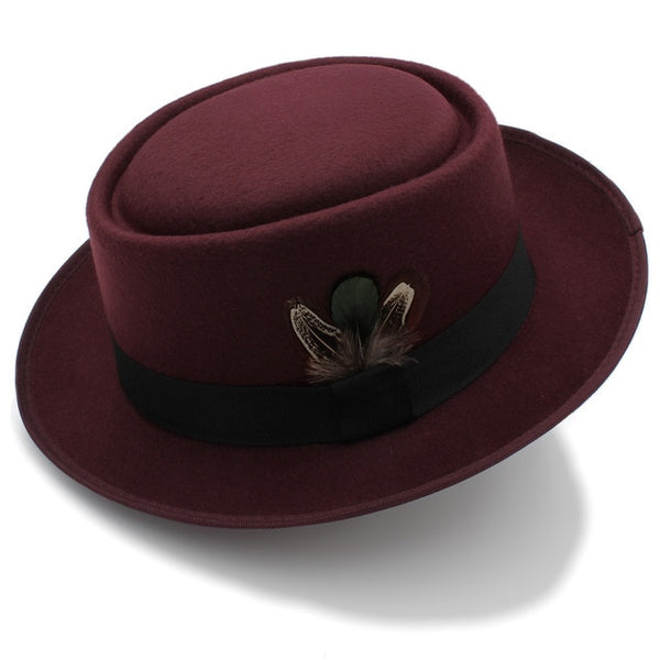 Women Men Autumn Felt Pork Pie Hat for Lad Crushable Hat