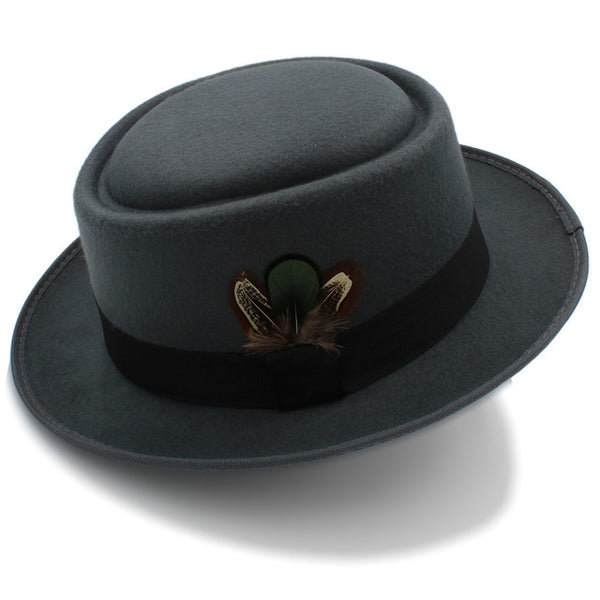 Women Men Autumn Felt Pork Pie Hat for Lad Crushable Hat