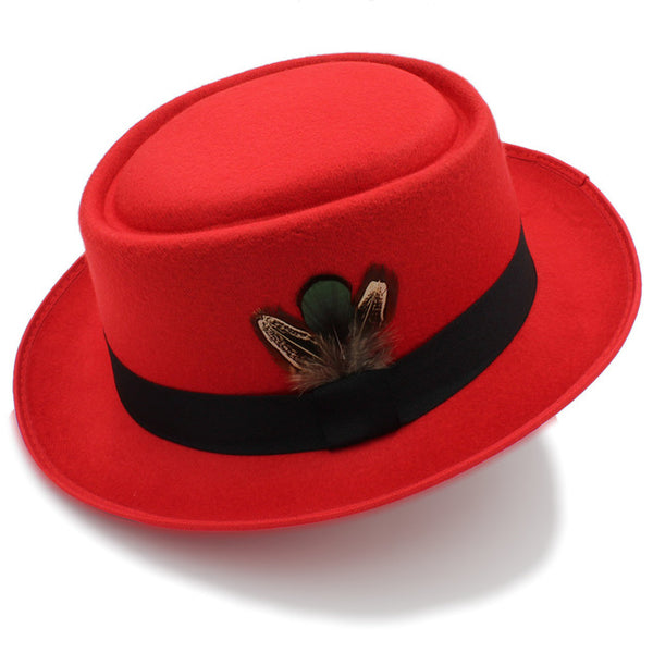 Women Men Autumn Felt Pork Pie Hat for Lad Crushable Hat