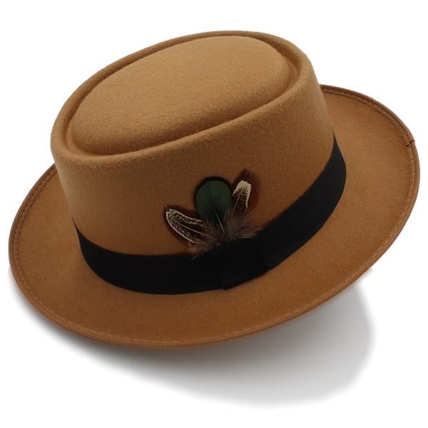 Women Men Autumn Felt Pork Pie Hat for Lad Crushable Hat