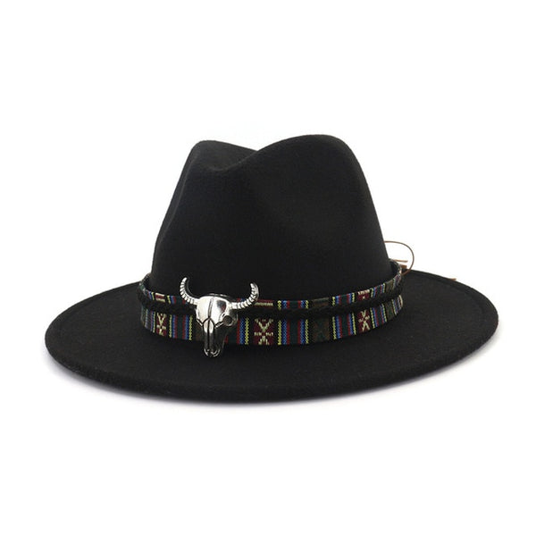 Cowboy Style Leopard Leather Mens Womens Fedora Hats